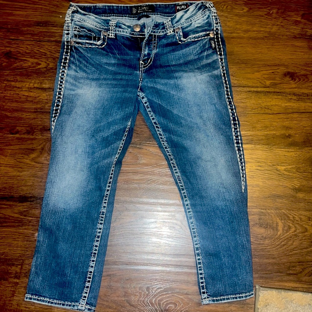 Silver jean capri